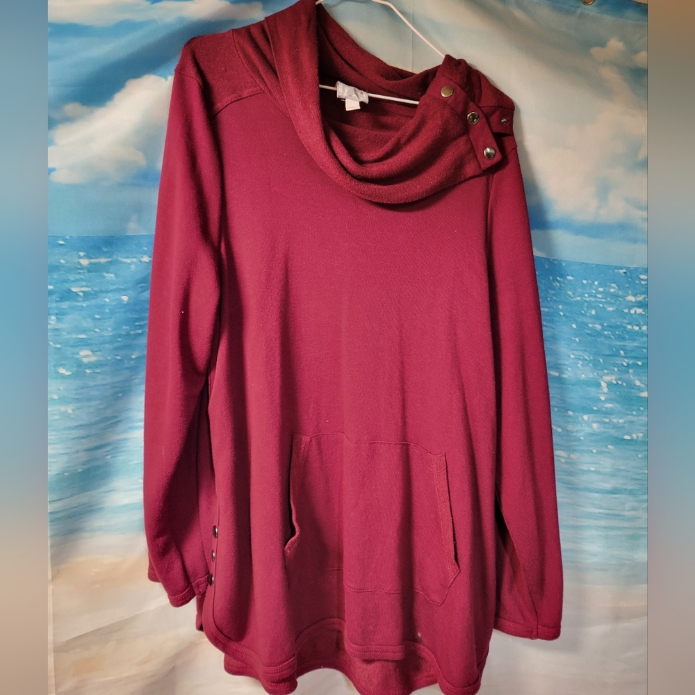 Sunday Maroon‎ Sweatshirt Cowl Neck Size 1X